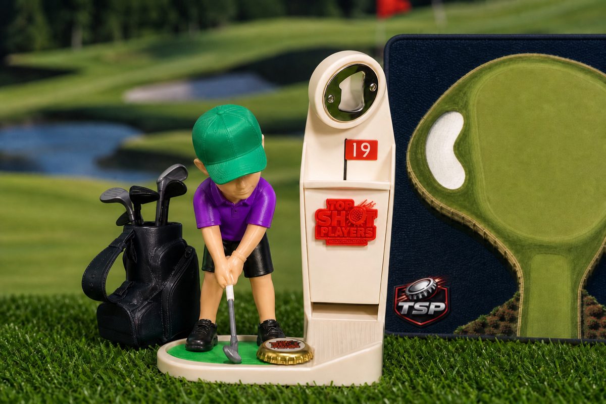 Hook-It Harry — TSP #0003, the original Bottle Top Golfer, available for pre-order now