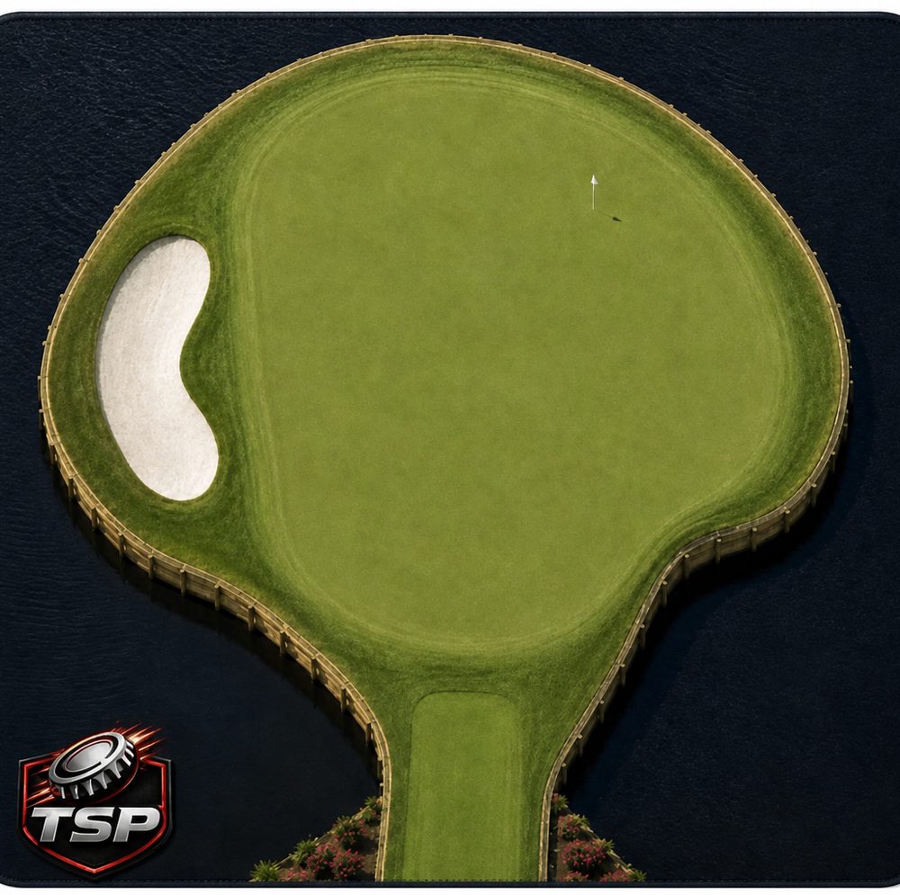 Island Green target mat artwork with red border